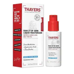 THAYERS Soak It Up 80HR Liquid Moisturizer with Hyaluronic Acid and Snow Mushroom, 2.5 Oz - Hydrating Face Moisturizer - Lightweight