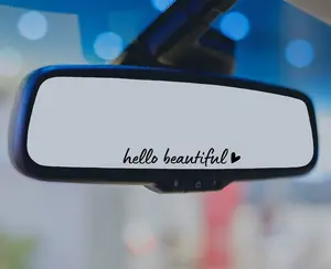 Hello Beautiful Car Mirror Decal, Rear View Mirror Decal, Affirmation Mirror Sticker, Car Decals For Women