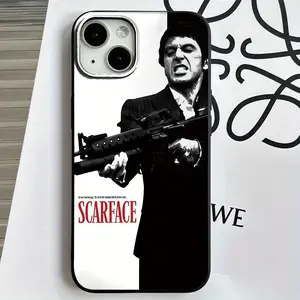 Liquid Large Hole Creative Fashion Design Gangster Scarface Pattern Shockproof Protective Phone Case for iPhone 15 15 Plus 15 Pro 15 Pro Max