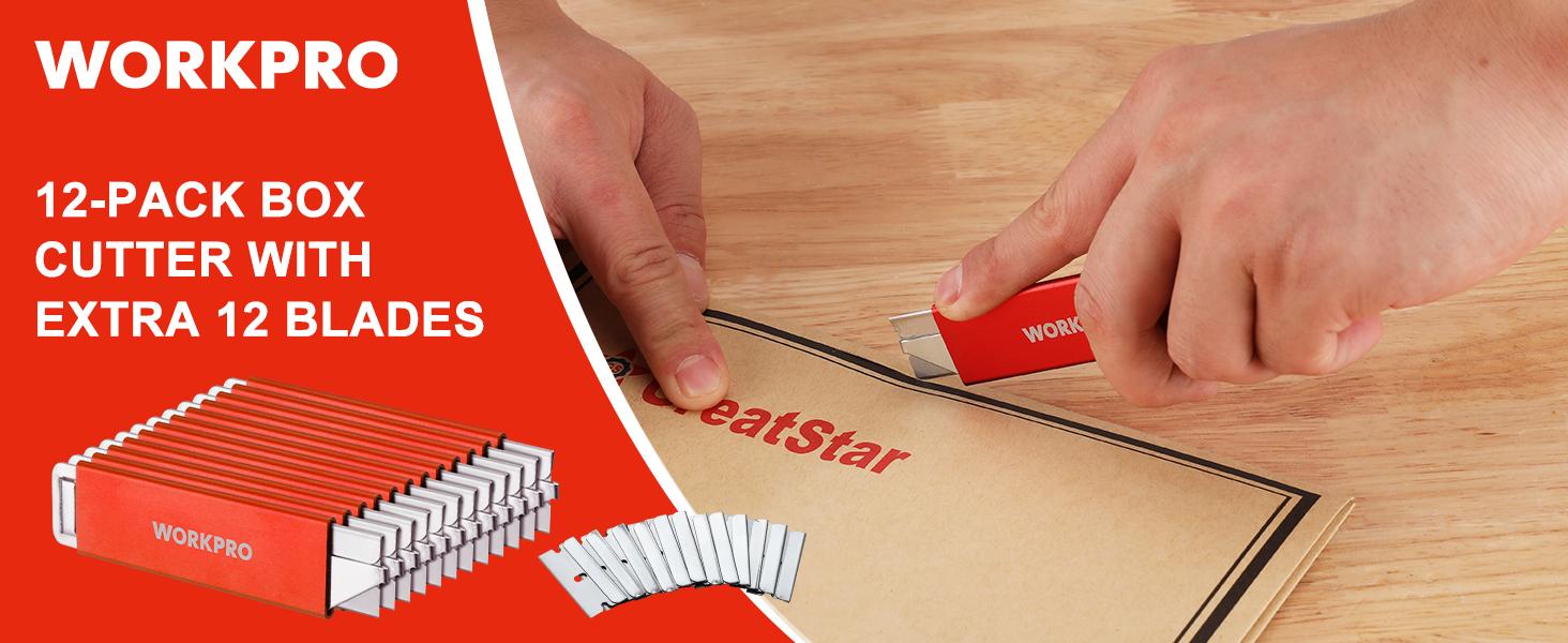 #SpringGlowUp WORKPRO 12-Pack Box Cutter Retractable - Utility Knife ...