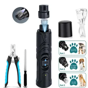 Pet Nail Polisher, 1 Set Pet Nail Clipper with LED Light, 2 Speed Painless Nail Trimmer & Hair Clipper, Dog & Cat Grooming Supplies, Pet Tools