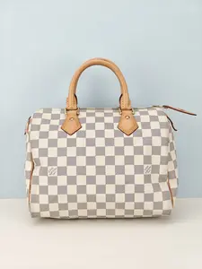 Pre-owned Damier Azur coated canvas Clutches & Wristlets Louis Vuitton Damier Azur Canvas Speedy 25 Bag