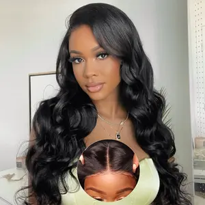 5x5 Wear and Go Glueless Wigs Human Hair Pre Plucked Pre Cut 5x5 6x4 HD Body Wave Lace Closure Wigs for Women 180 Density Glueless Wigs Ready to Wear 5x5 Closure Wig Easy Install Natural Black
