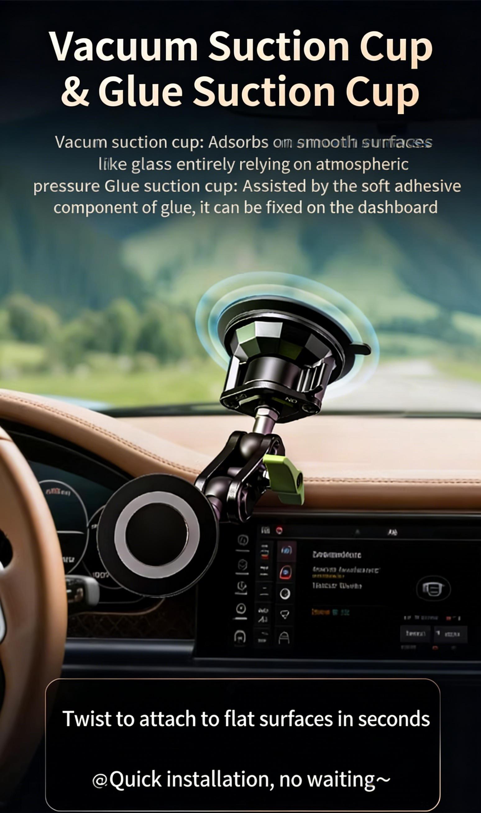 Magnetic Car Phone Mount with Strong Suction 360° Adjustable Hands-Free Holder for iPhone Android Multi-Scene Nav Live Shooting Universal Car Gadget