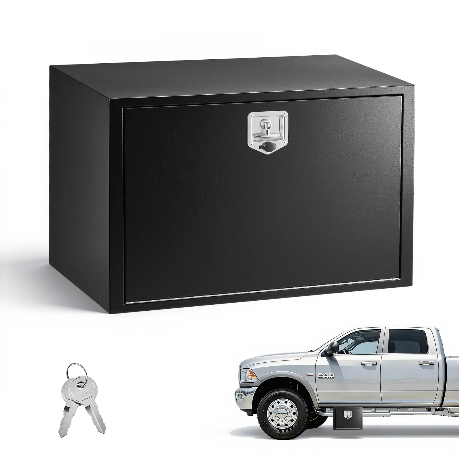 VEVOR Underbody Truck Tool Box, 36 x 24 x 24 Inch Heavy Duty Steel Trailer Storage Box with Lock & Keys, Waterproof Trailer Storage Organizer Under Body Chest with T-Handle for Truck, Van, SUV, Black