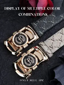 1 - Piece Men's Belt with Gift Box: Leisurely Letter Design, Personalized Letter Alloy Auto - buckle, for Business & Casual Wear, Automatic Buckle Belt