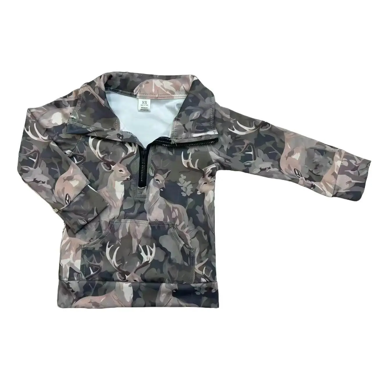 Boys' Versatile Camouflage Long-Sleeve Zipper Pullover - Easy-Care Soft Fabric Top for Outdoor Activities, Hunting, Yoga, Deer Watching