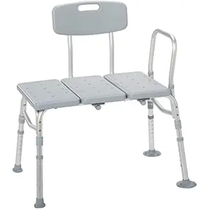 Drive Medical Tub Transfer Bench for Bathtub - Safer, Independent Bathing Aid - Height Adjustable Bench - Sturdy Aluminum Construction - Comfortable Backrest Support - 350 Lb Capacity