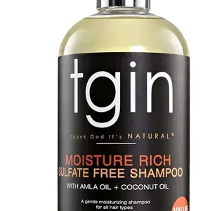 tgin Moisture Rich Sulfate Free Shampoo for Natural Hair - Dry, Curly & All Hair Types - 13 Oz