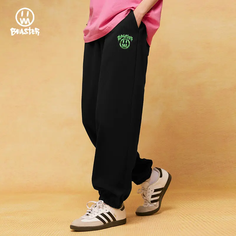 BEASTER Ghost Face Printed Gray Sweatpants for Men and Women, Autumn American Retro Long Pants, Chinese Trendy Brand Couple Outfit