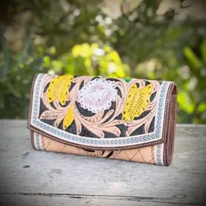 Myra Hand Tooled Leather Floral wallet