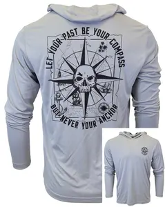 Unisex Nautical Compass Hooded UV Long Sleeve Tee