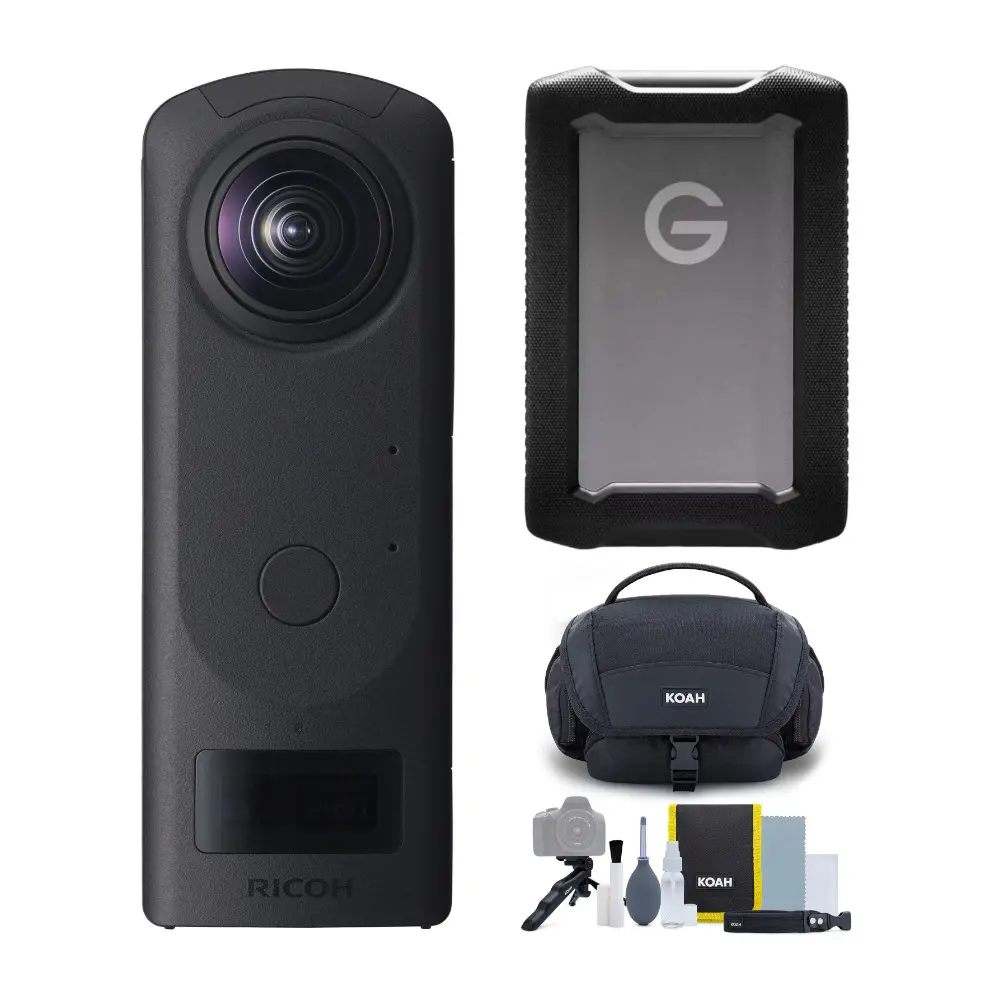 Ricoh THETA Z1 360 Compact Recording Camera, 5 TB Portable Hard Drive, Accessory Kit with Gadget Memory & Monitor Support