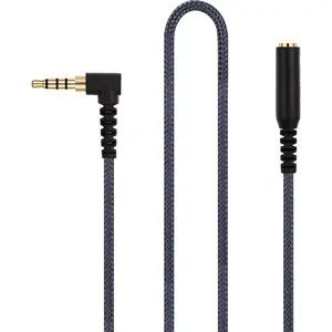 20cm(0.6ft) Right Angle 4 Pole 3.5mm 1/8 inch Male to 4 Pole 3.5mm 1/8 inch Female Stereo Audio Headphone Earphone Extension Cable Adapter Cord Tangle-Free Braided Wire
