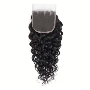 Wholesale NEW Arrived [4x4 Brazilian Lace] Brazilian Human Hair 4x4 Water Wave Lace Closure with Baby Hair |   Curly Wave Lace Closure for Women