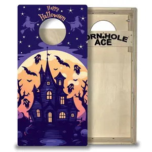 Purple Haunted House - Cornhole Board Set - Tailgate