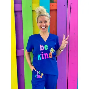 Be Kind Navy Blue Scrub Top