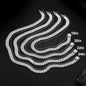 UCCIYO Shining Cuban Chain Fashion Trend Square Necklace  Miami Cuban Chain Ice Out Men's Hip Hop Rap Fashion Necklace Sparkling Zircon 14mm Width summerwins[O2 CZP397]