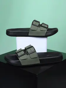 Men's Fashion Buckle Sports Slippers, Casual Faux Fur Eva Material, Breathable Anti-Slip Design, Ideal for Summer Outdoor & Indoor Use