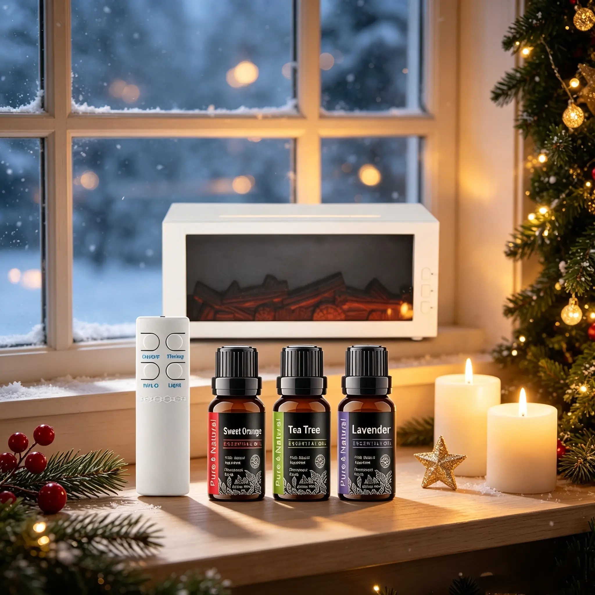 White Fire Humidifier & Aroma Diffuser with 7-Color LED Flame Effect,Remote colorful fireplace air purifier diffuser.addict Lamp Diffuser Essential Oil Diffuser,Aromatherapy Machine. With Humidifier Lamp Diffuser,Cool Mist,anxiety relief,auto-off