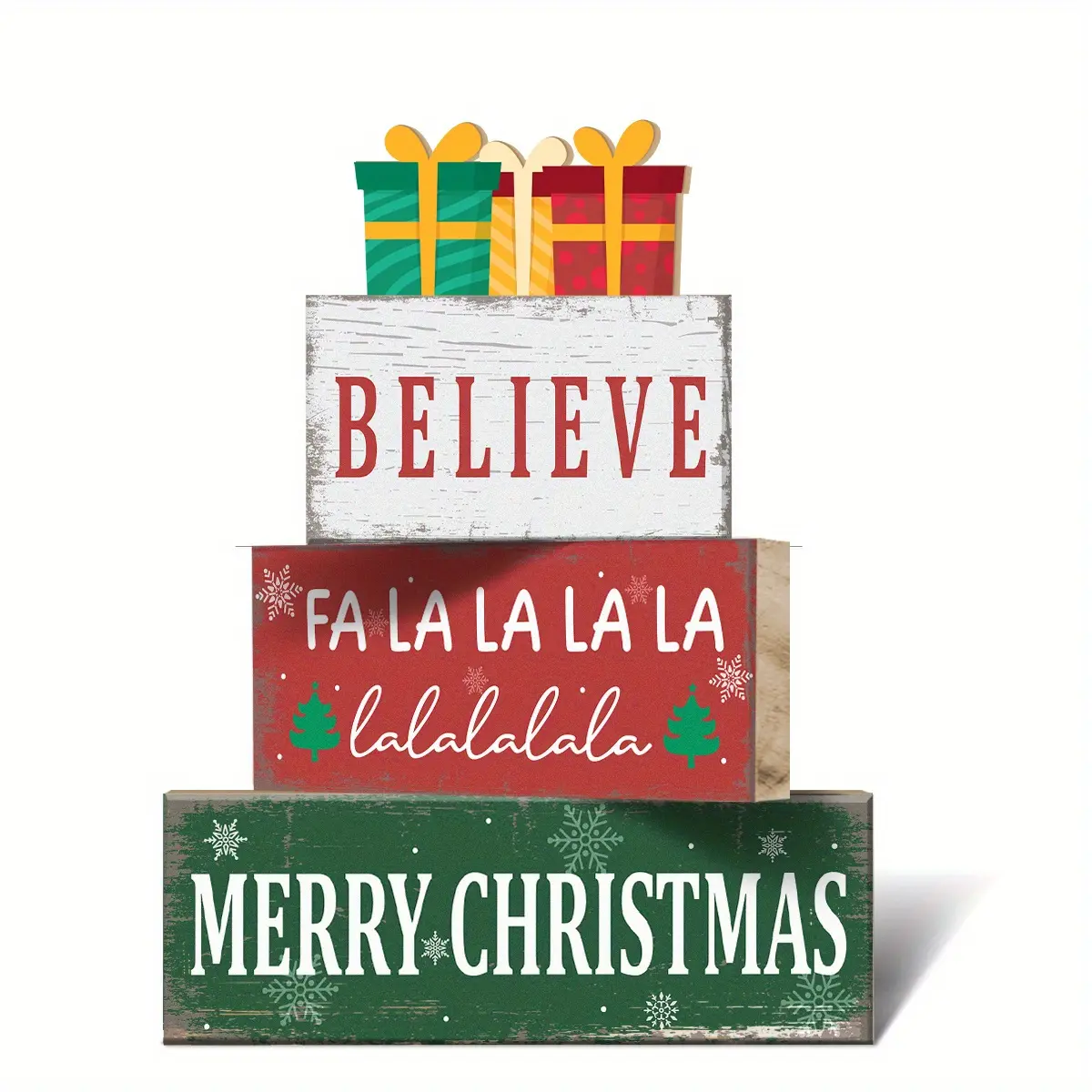 4pcs Christmas Wooden Desktop Signs Exquisite and Cute Decorations for Farmhouse Bedroom, Kitchen & Dining Tabletop Suitable as Gifts for Christmas, Thanksgiving & Birthdays