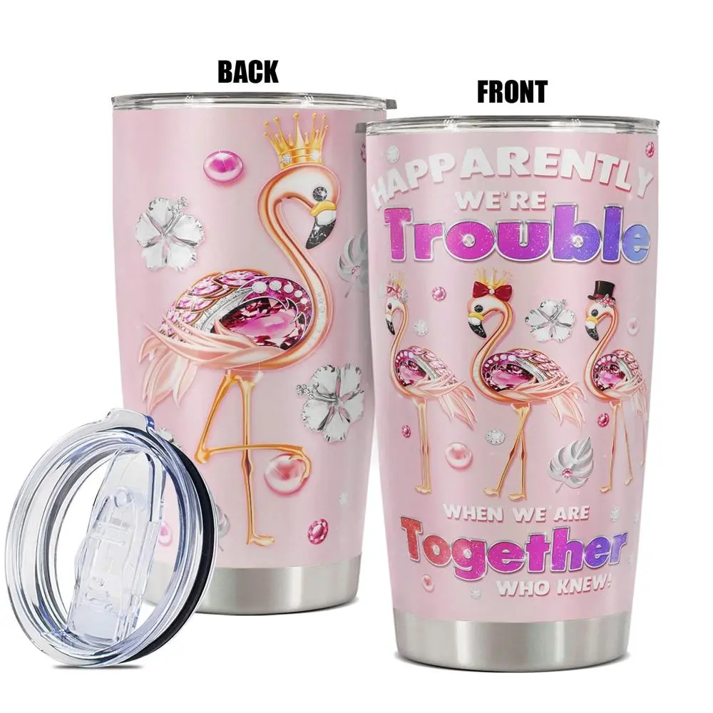 Flamingo Pattern Tumbler, 20oz Insulated Tumbler with Straw, Durable Drinking Cup for Home Office School, Gift for Flamingo Lover, Drinkware