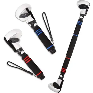 VR Game Handle Attachments for Oculus/Meta Quest 2 Handles,2 in 1 Upgraded Multipurpose VR Dual/Long Stick Handle Extension Grips for Quest 2 Controllers Playing BeatSaber Games