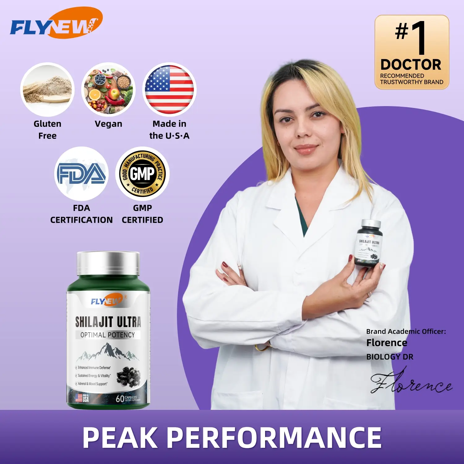 Flynew Optimal Potency Shilajit Ultra 60 Capsules Made in USA with Essential Minerals for Healthy Aging and Immune System Support - Healthcare