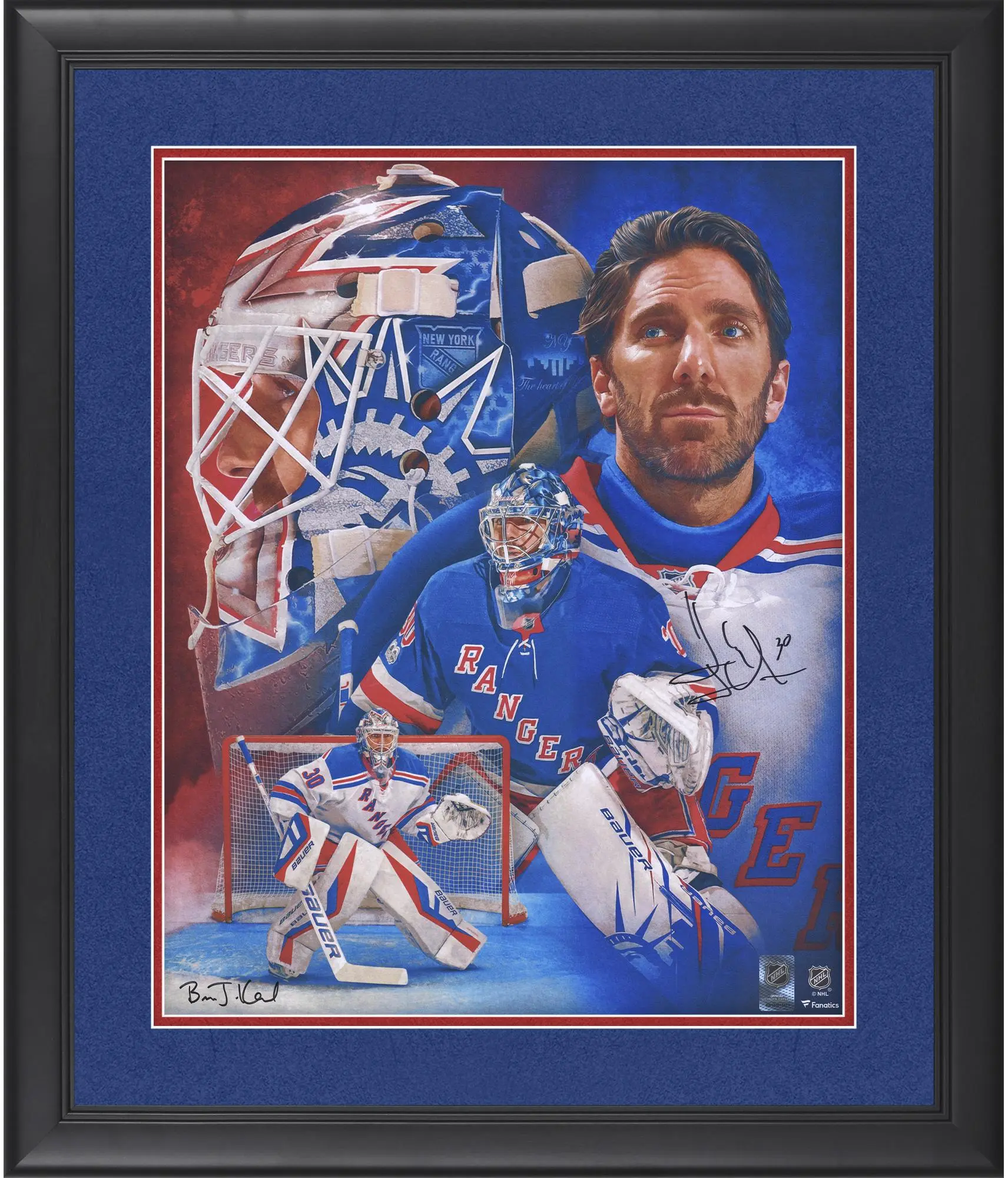 Henrik Lundqvist New York Rangers Framed Autographed 16" x 20" Print by Brian Konnick - Limited Edition #67 of 130 - Fanatics Authentic Certified