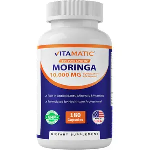 Vitamatic Moringa Capsules - 180 Capsules - 50:1 Extract 200 mg - Pure Moringa Oleifera Leaf Powder Supplement - Green Superfood Powder Capsules - Non-GMO, Made in The USA
