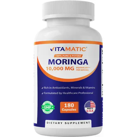 Vitamatic Moringa Extract – Plant-Based Capsules with Moringa Oleifera Leaf Powder – Green Superfood Supplement – Vegetarian