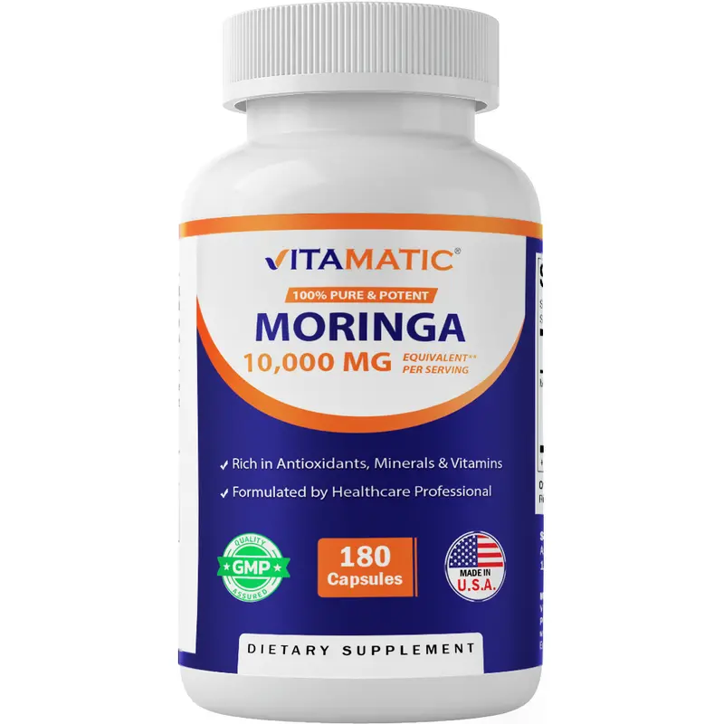 Vitamatic Moringa Extract – Plant-Based Capsules with Moringa Oleifera Leaf Powder – Green Superfood Supplement – Vegetarian