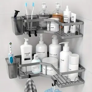 Corner Shower Caddy Adhesive, 2 Packs Shower Organizer With 2 Packs Soap Holder , Rustproof Corner Shower Shelves, No Drilling Shower Shelf For Inside Shower Home Bathroom Decor Bathroom Organizer Summer bathroom push in wall hook