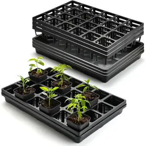 24 Cell  Pots Trays (17"x11"x2") with Plastic Flat Seed Starter Trays, Durable Carrying Seedling Starter Tray,  Planting Trays for Holding 2.7 inch  Pots, 3 Sets Combo