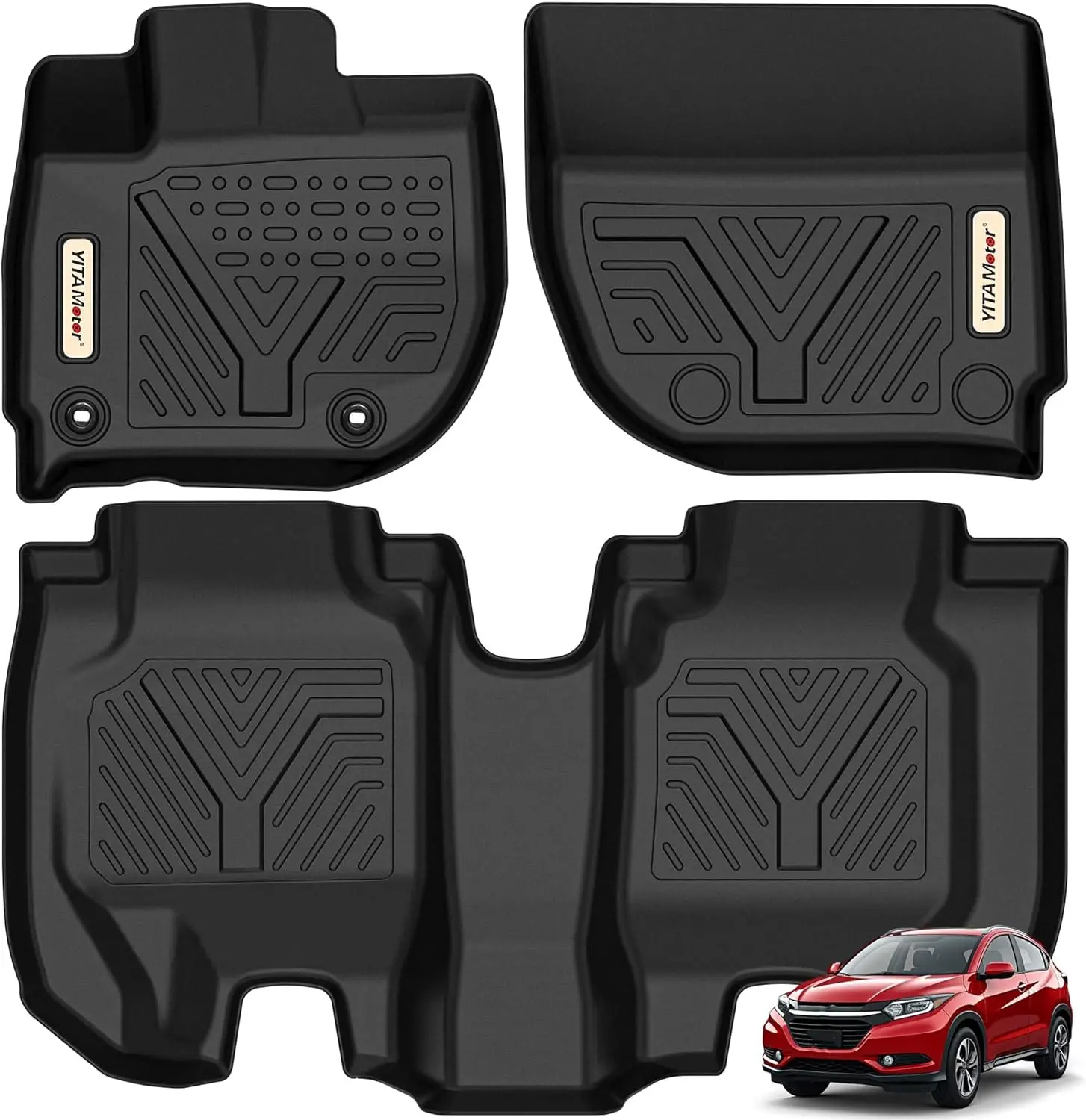 YITAMOTOR Floor Mats Compatible with 2016-2022 Honda HR-V, Custom Fit Black TPE Floor Liners,1st & 2nd Row