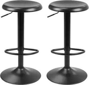 Bar Stools Set of 2, Adjustable Metal Bar stools Swivel Counter Height Stool Backless Barstools for Kitchen  Pub, Black