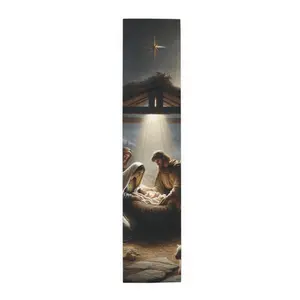 Nativity Scene Table Runner, Christmas Decor, Holiday Dining, Festive Home Decor, Fabric Tablecloth, Religious Theme, Xmas Linens