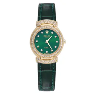 Rolex Cellini 26mm 18k Yellow Gold Aftermarket Green Diamond Dial & Bezel Ref. 6621 WHT026670
