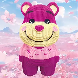 6548pcs Strawberry Nini Bear 3D Puzzle Creative Decoration, Birthday/halloween/festive Gift, DIY Craft, Home Decor, Collectible Statue