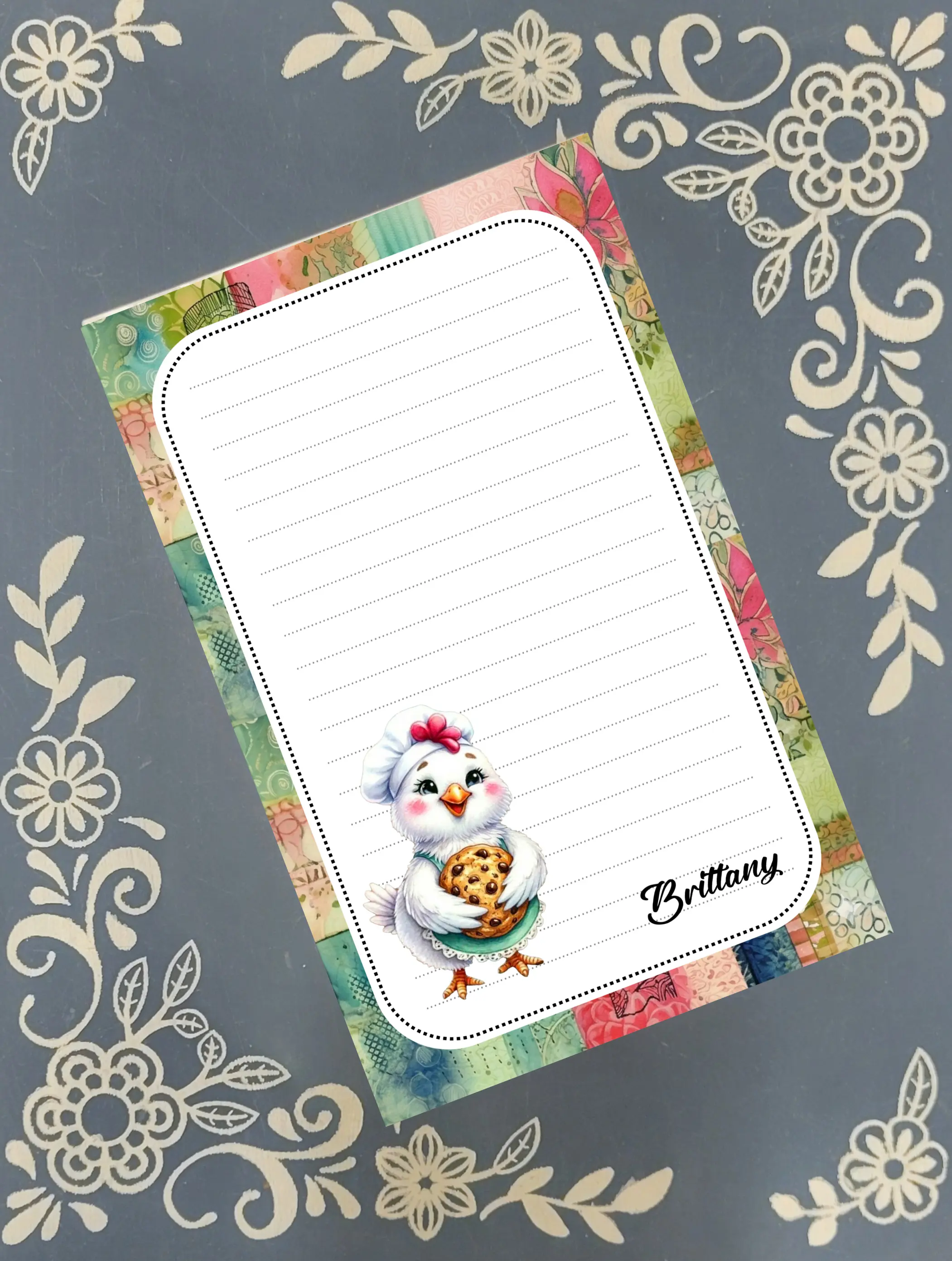 Personalized Baking Chicken & Cookie Notepad Stationery