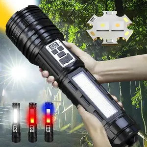 USB Rechargeable Flashlight, 1 Box Portable High Lumen High Power with Side Light, Rechargeable Powerful Flashlights, 14 Lighting Modes, Outdoor Emergency Light for Camping, Hiking, Fishing