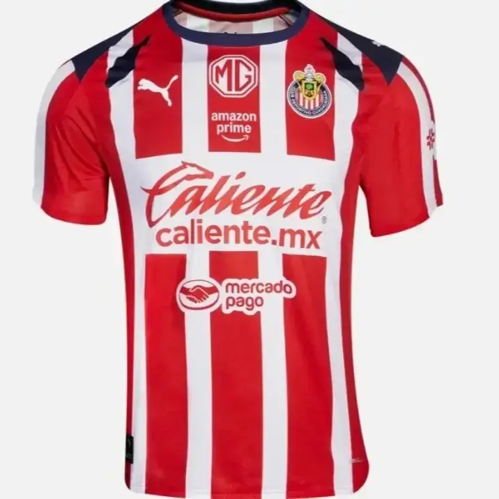 Chivas Guadalajara 2025-2026 Home Soccer Jersey, 3D All Over Print Full Logo Men's Short Sleeve Jersey Shirt Sports Outfits, Soccer Jersey Shirt, Football Shirt, Sportswear, Full Size S-5XL
