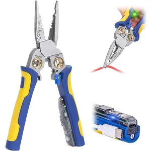 9-in-1 Rechargeable Wire Stripper with NCV  Tester, 10-18 AWG Professional Electrical Pliers with Audible & Visual Alert, USB-C  Multi-Tool with -Handed Lock & TPR Grip