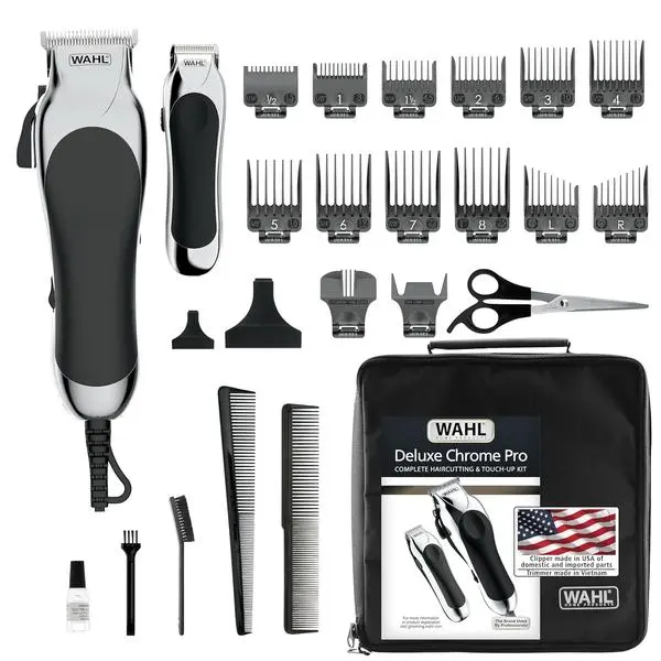 Wahl Clipper USA Deluxe Corded Chrome Pro Complete Hair & Trimming Kit