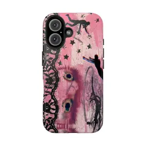 A unique and avant-garde aesthetic phone case featuring gothic lace and abstract collage design, compatible with iPhone 17, Pro Max, 16, 15, 14, 13, 12, 11, and Samsung S21, S22, S23, S24, and S25. A durable phone case with contoured and lace patterns.