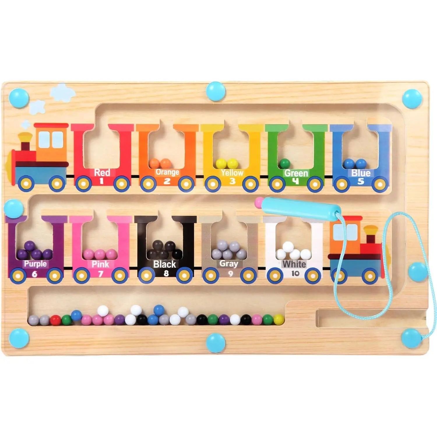 Magnetic Color and Number Maze, Toys  3 4 5 Year Old, Wooden Magnet Balls Puzzles,Learning Educational Sensory Toys  Toddlers and Kids Boys Girls,Christmas Stocking Stuffers  Kids