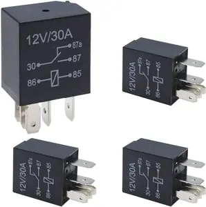 4PCS 5 Pin Relays, 12V 30A Automotive Starter Relay Multi-Purpose Heavy Duty Standard Relay Kit, Universal Automotive Replacement Parts