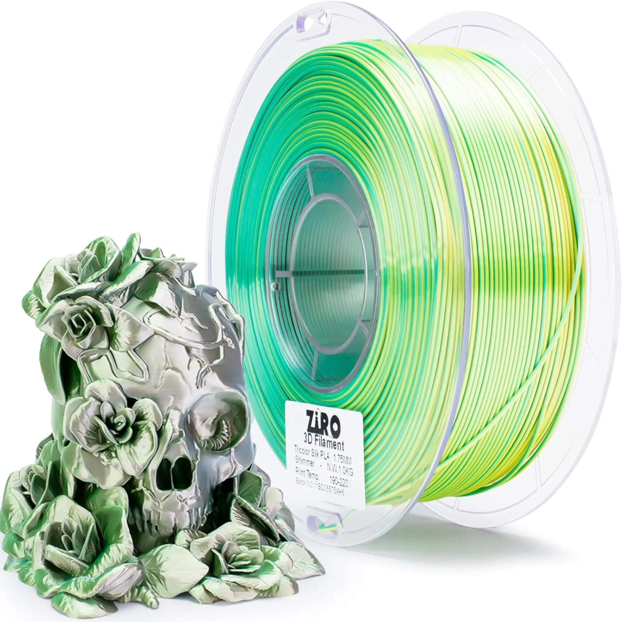 Ziro Biodegradable Tri-Color Silk Indigo Satin Co-Extrusion PLA 3D Printer Filament, 1.75mm Diameter, 1kg Spool, High Print Quality 3D Printing Supplies