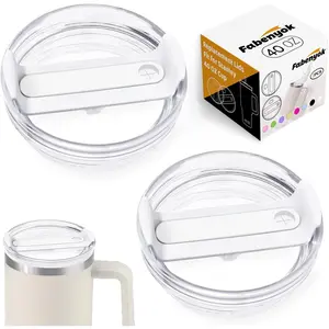 40 oz tumbler lid replacement fit for stanley cup 2 pack clear replacement lids fit for stanley travel tumbler spill proof tumbler covers for stanley cup accessories clear white