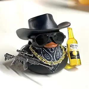 Cool Rubber Duck Car Accessories, Car Decoration, DIY Dashboard Decor, Includes Hat, Sunglasses, Necklace, Beer Gun, Summer Gift for Drivers